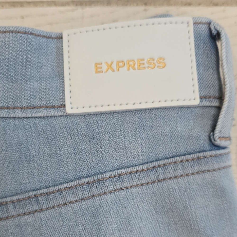 Express Light Blue Ripped Skinny Jeans - Picture 5 of 5